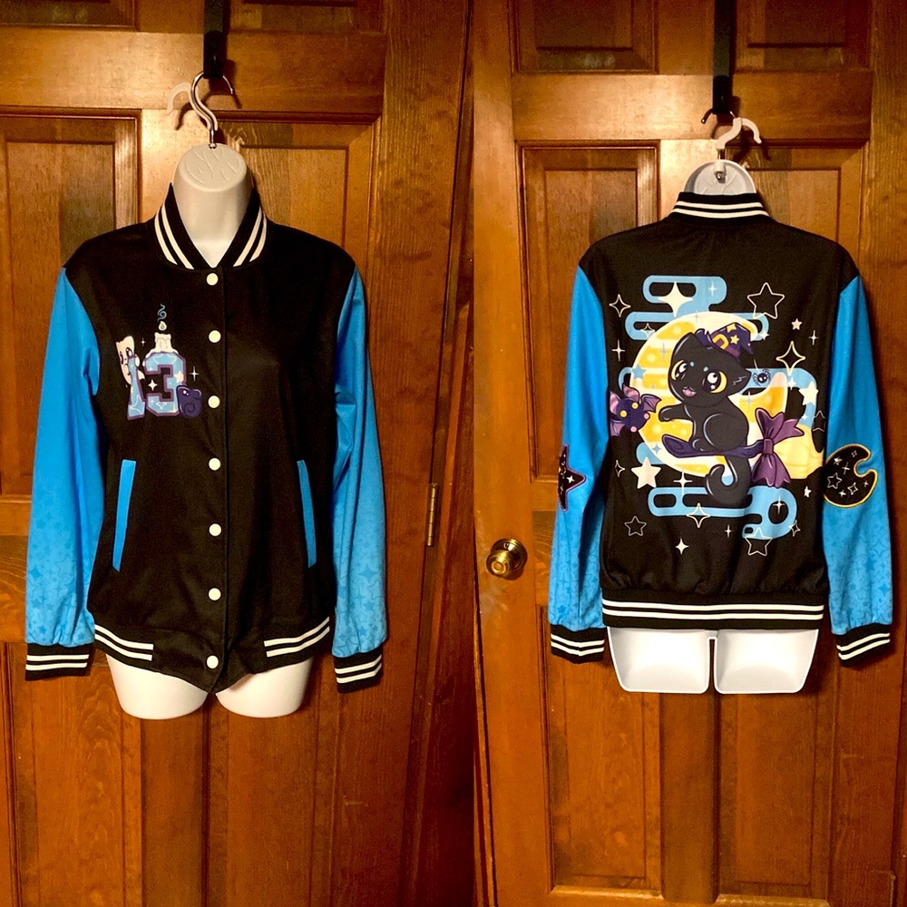 Handmade by CloverPuff on Etsy Witch Cat Varsity Jacket size S Small